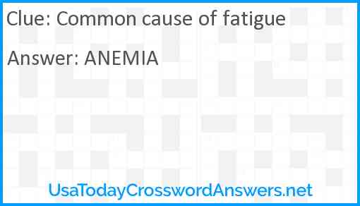Common cause of fatigue Answer