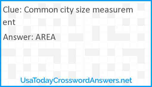 Common city size measurement Answer