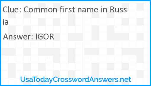 Common first name in Russia Answer