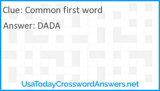 Common first word Answer