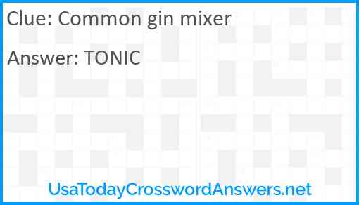 Common gin mixer Answer