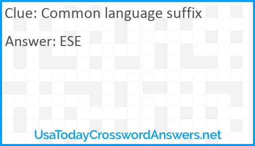 Common language suffix Answer