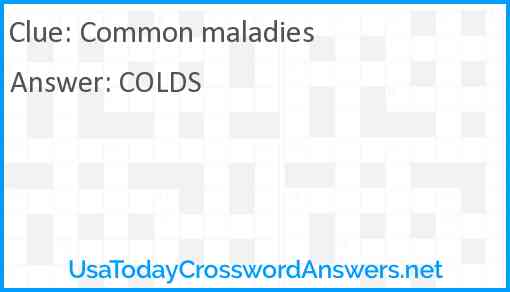Common maladies Answer