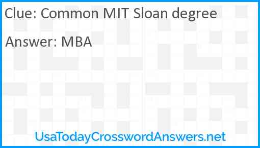 Common MIT Sloan degree Answer