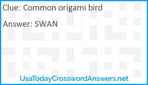 Common origami bird Answer