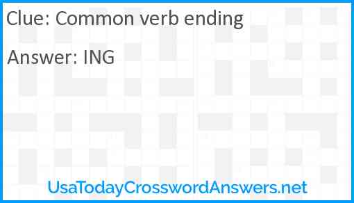 Common verb ending Answer