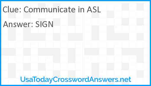 Communicate in ASL Answer