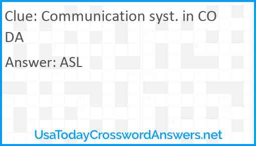 Communication syst. in CODA Answer