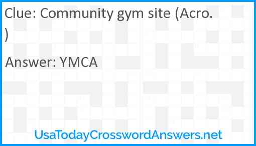 Community gym site (Acro.) Answer