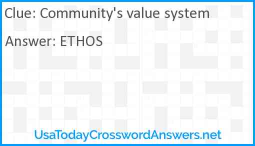 Community's value system Answer