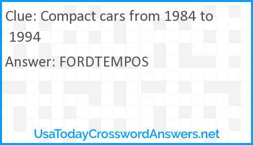 Compact cars from 1984 to 1994 Answer