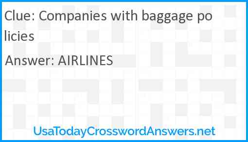 Companies with baggage policies Answer