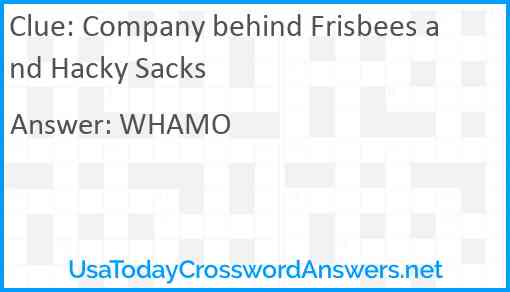 Company behind Frisbees and Hacky Sacks Answer