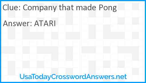 Company that made Pong Answer