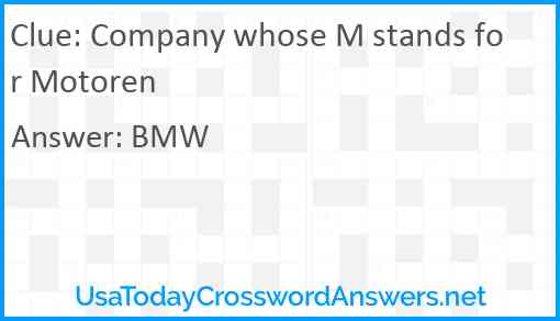 Company whose M stands for Motoren Answer