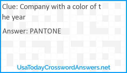 Company with a color of the year Answer