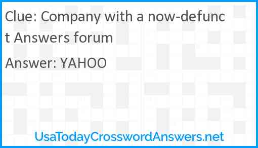 Company with a now-defunct Answers forum Answer