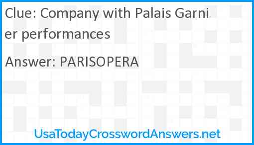 Company with Palais Garnier performances Answer
