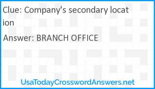 Company's secondary location Answer