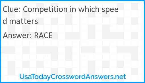 Competition in which speed matters Answer