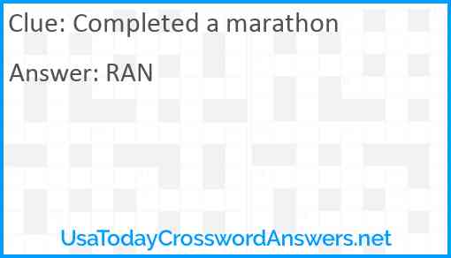 Completed a marathon Answer