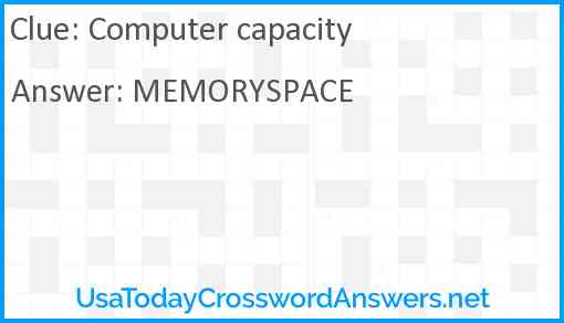 Computer capacity Answer