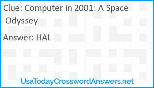 Computer in 2001: A Space Odyssey Answer