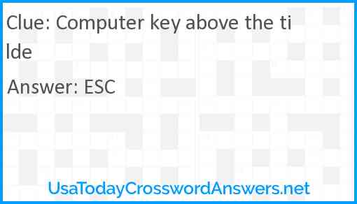 Computer key above the tilde Answer