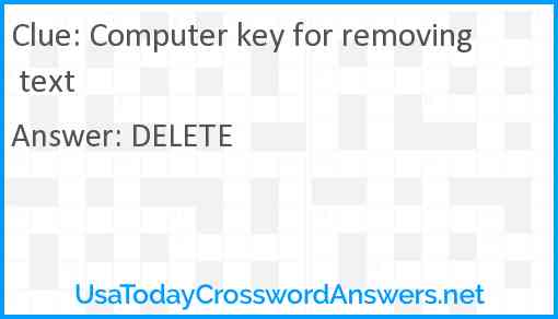 Computer key for removing text Answer