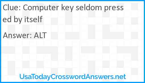 Computer key seldom pressed by itself Answer