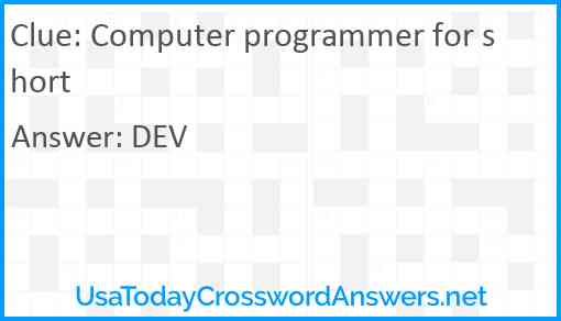 Computer programmer for short Answer
