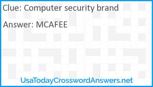 Computer security brand crossword clue UsaTodayCrosswordAnswers net