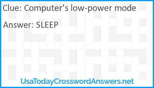 Computer's low-power mode Answer