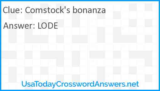 Comstock's bonanza Answer