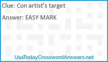 Con Artist S Target Crossword Clue Usatodaycrosswordanswers Net