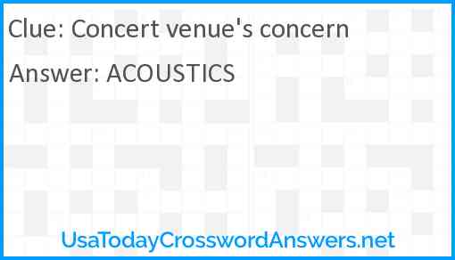 Concert venue's concern Answer