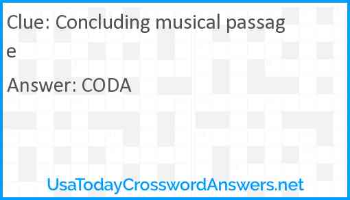 Concluding musical passage Answer