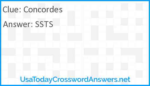Concordes crossword clue UsaTodayCrosswordAnswers net