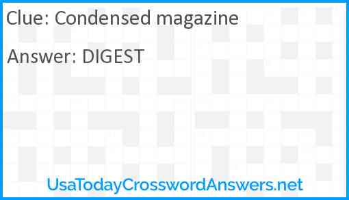 Condensed magazine Answer