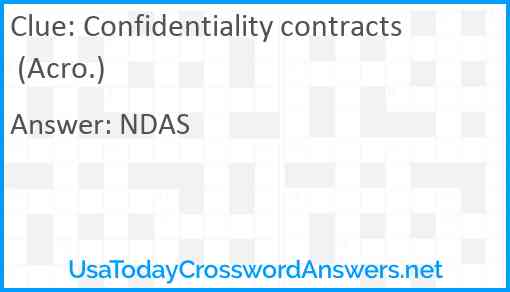 Confidentiality contracts (Acro.) Answer