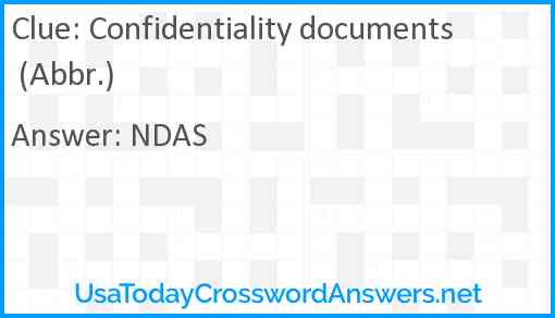 Confidentiality documents (Abbr.) Answer