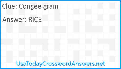 Congee grain Answer