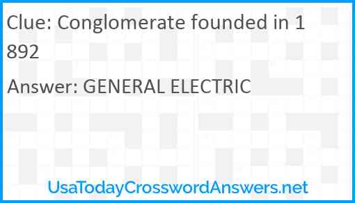 Conglomerate founded in 1892 Answer