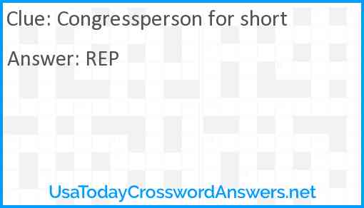 Congressperson for short Answer