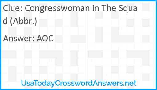 Congresswoman in The Squad (Abbr.) Answer