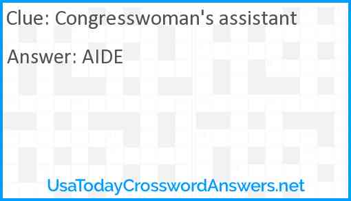 Congresswoman's assistant Answer