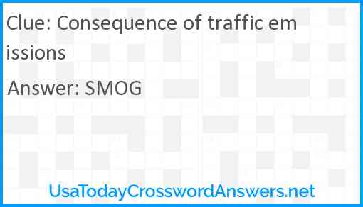 Consequence of traffic emissions Answer