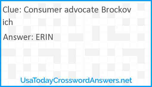 Consumer advocate Brockovich Answer