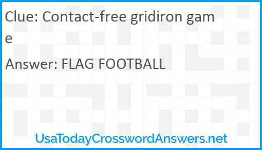Contact-free gridiron game Answer