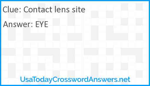Contact lens site Answer